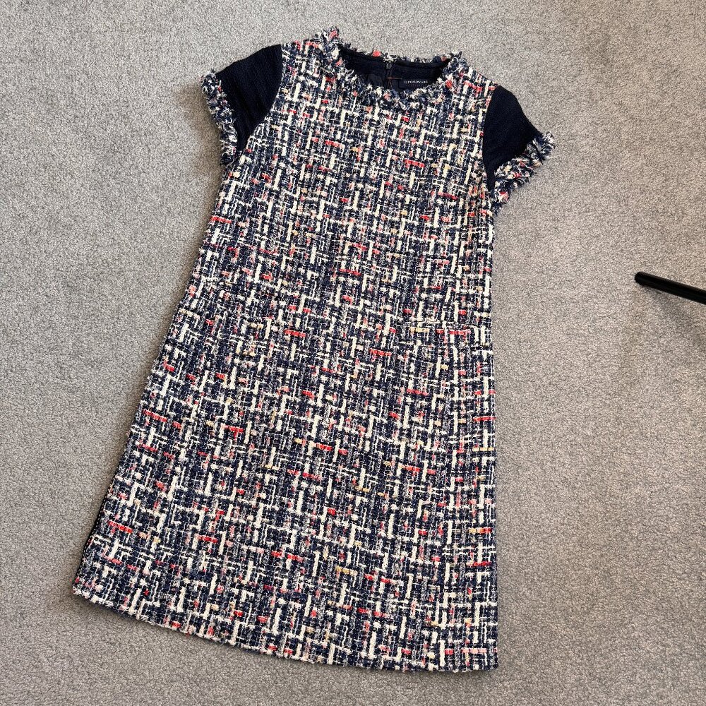 Tomorrowland Tweed Shift Dress Office Classic Fall Winter Small or US 4  - V2402